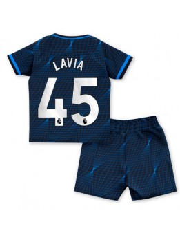 Billige Chelsea Romeo Lavia #45 Bortedraktsett Barn 2023-24 Kortermet (+ Korte bukser)